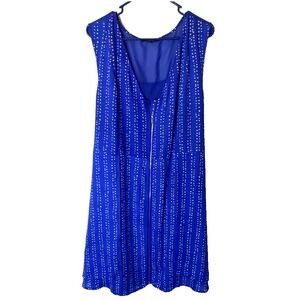 Rebel Wilson Angels Womens Plus Size Dress Blue‎ Sleeveless 3X Zipper Vneck Ties